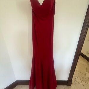 JVN by Jovani Red Strapless Sweetheart Gown